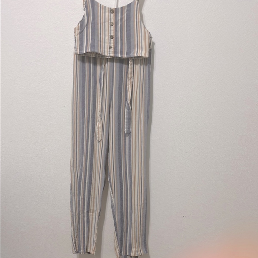 Japna Girls Striped Pants & Cropped Top - Blue and Cream Size 8